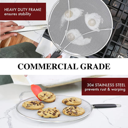 Splatter Screen for Frying Pan - 13 Inch Stainless Steel Grease Splatter Guard - Cover Oil Splash When Sizzling Bacon, Cooking Fried Chicken or Popcorn6