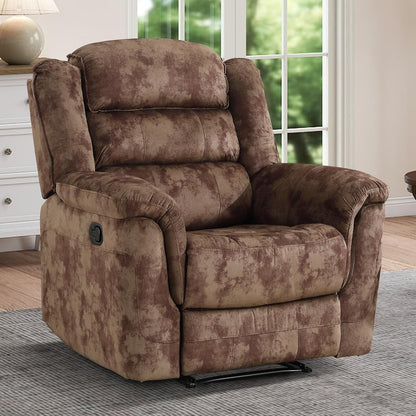Manual Recliner Chair, Soft Fabric Recliner Sofa with Overstuffed Armrest and Backrest for Living Room, Bedroom, Brown1