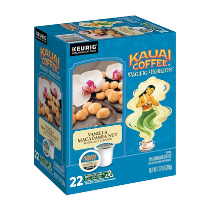 K-Cup Pods - Vanilla Macadamia Nut, 22 K-Cup Pods | Medium Roast, Arabica Coffee, 10% Hawaiian, for Keurig Brewers, Single Serve, Vanilla Beans with Toasted Macadamia Nuts1