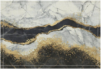 Marble Placemats Set of 4, Abstract Art Black Gold Marble Texture Modern Table Mats, Non-Slip Heat Resistant Washable Place Mats for Kitchen Dining Cafe Party, 18X12 Inch5