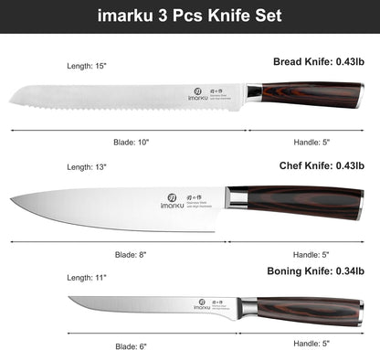 3 Piece Knife Set, Japanese High Carbon Stainless Steel Chef Knife | Professional Kitchen Knife Set with Ergonomic Pakkawood Handle, 15° Razor Sharp Edge for Kitchen & Home Cooking4