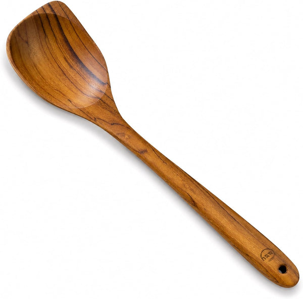Teak Wooden Spoon for Cooking, Right Hand Corner Spoon, Nonstick Cookware | Spoon and Spatula in One: Scrape Fond, Stir, and Serve with a Solid Teak Corner Spoon and Ergonomic, Comfortable Handle1