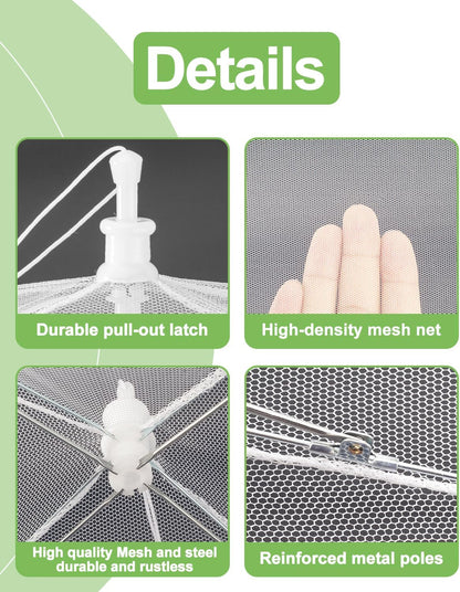 Food Covers for outside - 2 Extra Large (40 X 25 In) & 6 Large (17 X 17 In) Pop-Up Umbrella Screen Tents- Breathable Outdoor Mesh Food Covers & Picnic Essentials - Collapsible Mesh Food Tent3