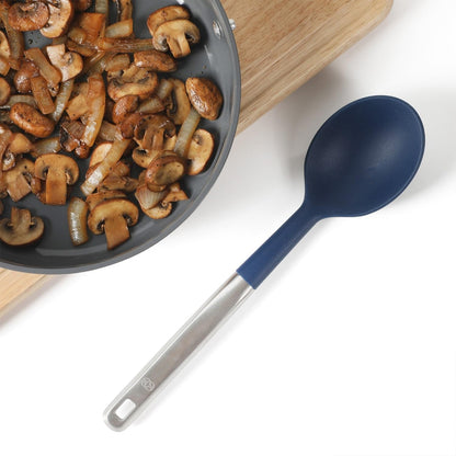 Calphalon Prime Kitchen Spoon, Kitchen Cooking Spoon, Silicone Spoon, Stainless Steel Spoon with Navy Silicone Head High-Heat Resistant for Nonstick Cookware, Ergonomic Handle for Stirring7