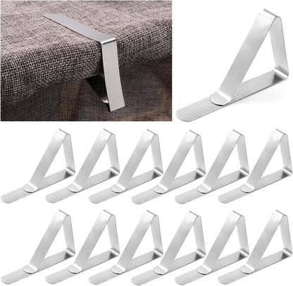 12 Pack Tablecloth Clips- Picnic Table Cloth Clips- Stainless Steel Table Cloth Cover Clamps- Table Clips for Restaurant Picnics Marquees Weddings Graduation Party- Fits up to 1.7” Thick Tables9