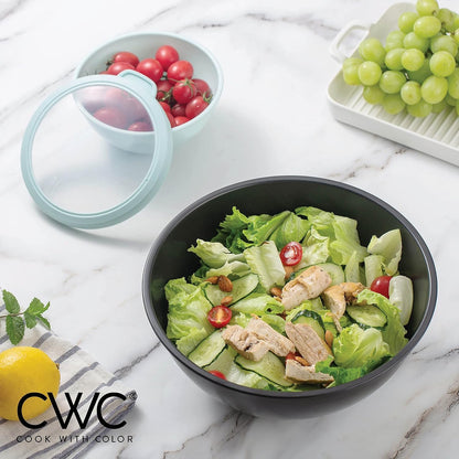 Mixing Bowls with TPR Lids - 12 Piece Plastic Nesting Bowls Set Includes 6 Prep Bowls and 6 Lids, Microwave Safe Mixing Bowl Set (Mint)3