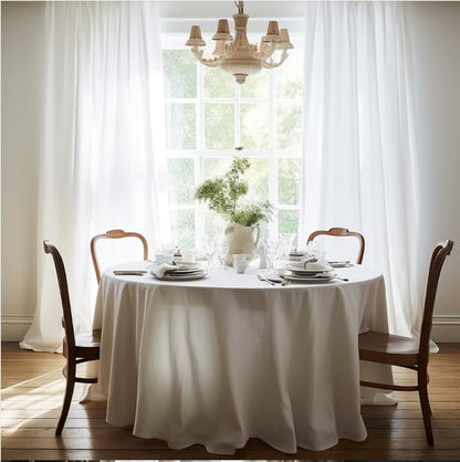 100% Pure Linen round Tablecloths 90Inch round Machine Washable Tablecloth for Thanksgiving,Decorative Halloween,Buffet Parties,Picnic,Events,Weddings and Restaurants-White8