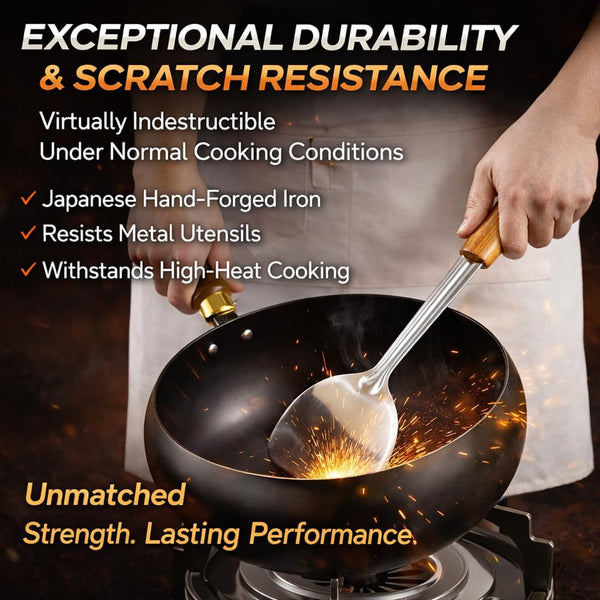 2026 Upgraded Uncoated Thick Iron Pot, Japanese Hand-Forged Non-Stick Iron Pan without Coating, Durable and Rust-Free for Cooker Gas Stir Fry Pans round Bottom with Lid (Glass Lid,11In)3