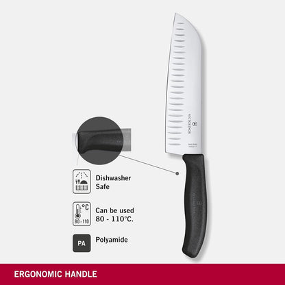 Victorinox Swiss Classic 7 Inch Santoku Knife, Granton Blade, Black3