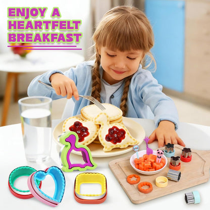 32 Pcs Sandwich Cutter and Sealer Set, Bread Decruster Sandwich Cutter Pancake Maker & Fruit Vegetables Cutter Shapes, Bento Lunch Box Food Decor Tool for School Party Snack DIY2