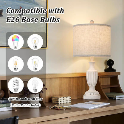 22" Farmhouse Resin Table Lamps Set of 2, Rustic Nightstand Lamps5