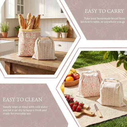 Beeswax Bread Bags for Homemade Sourdough, XL 2 Pack Reusable Bags | 100% Cotton with Beeswax Lining, Secure Lock Closure, Keeps Bread Fresh & Crust Crisp, Plastic Bag Alternative6