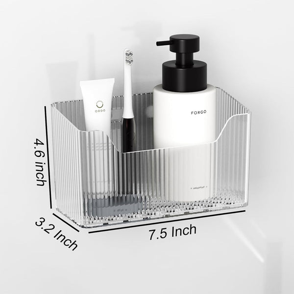 2 Pack Cabinet Door Organizer, inside Cabinet Door Storage, Shower Caddy Stackable Clear Plastic Makeup Organizer Adhesive Hanging Bin for Kitchen Cabinets, Bathroom, Pantry, Office2