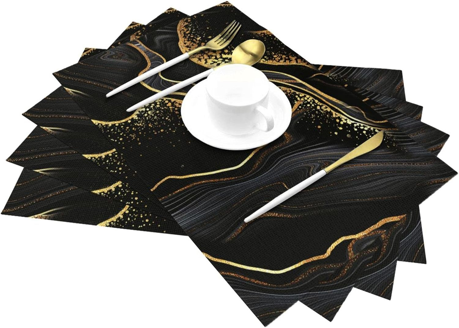black-gold-marble-texture-placemats-set-of-4-black-table-mats