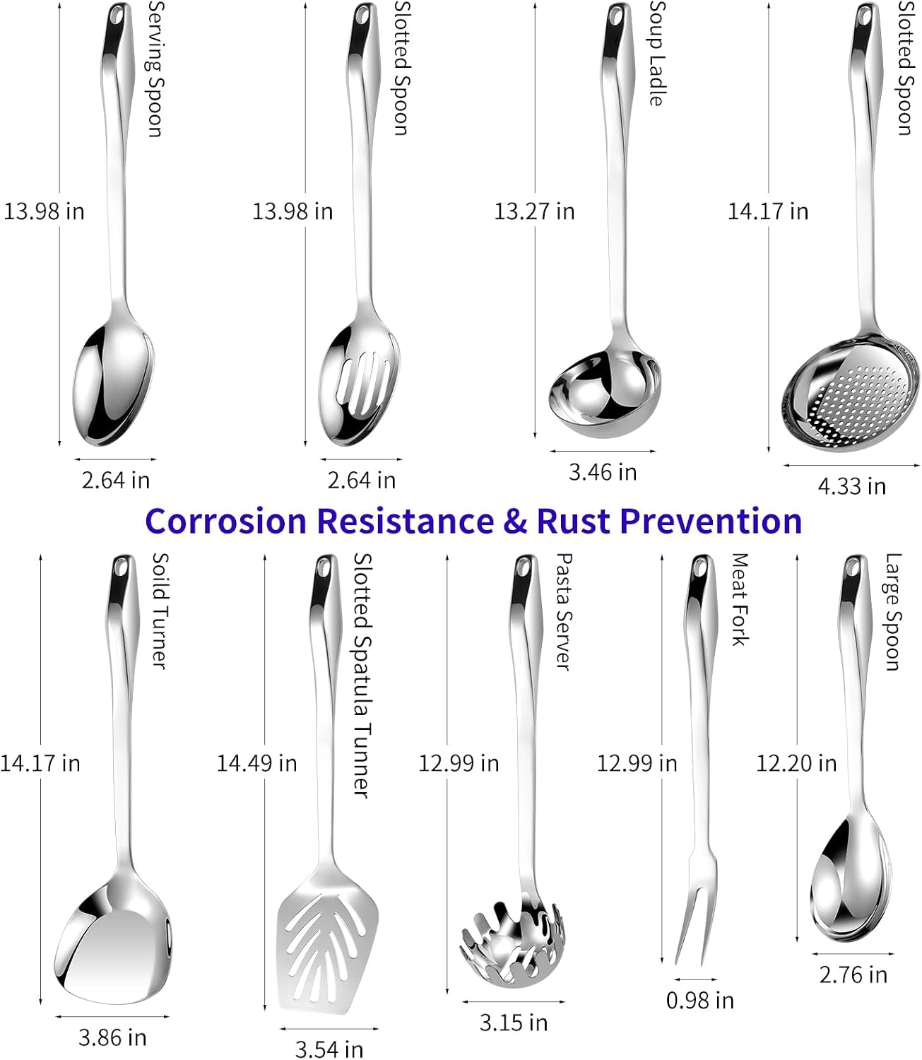 304-stainless-steel-kitchen-utensil-set-9pcs-cooking-utensils-metal-kitchen-utensil-spatula-sets-cookware-high-temperature-resistance-kitchen-tool-set-for-hanging-dishwasher-safe-silver