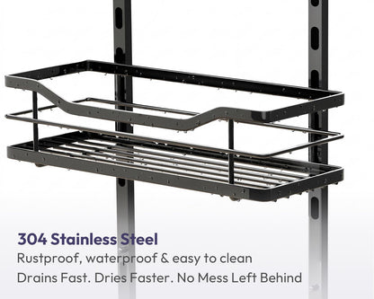 over the Door Shower Caddy - 3 Tier Adjustable Shower Organizer Hanging with Soap Holder, No Drilling Stainless Steel Bathroom Rack Hanging for Body Wash, Shampoo, Soap, Razor, Black5