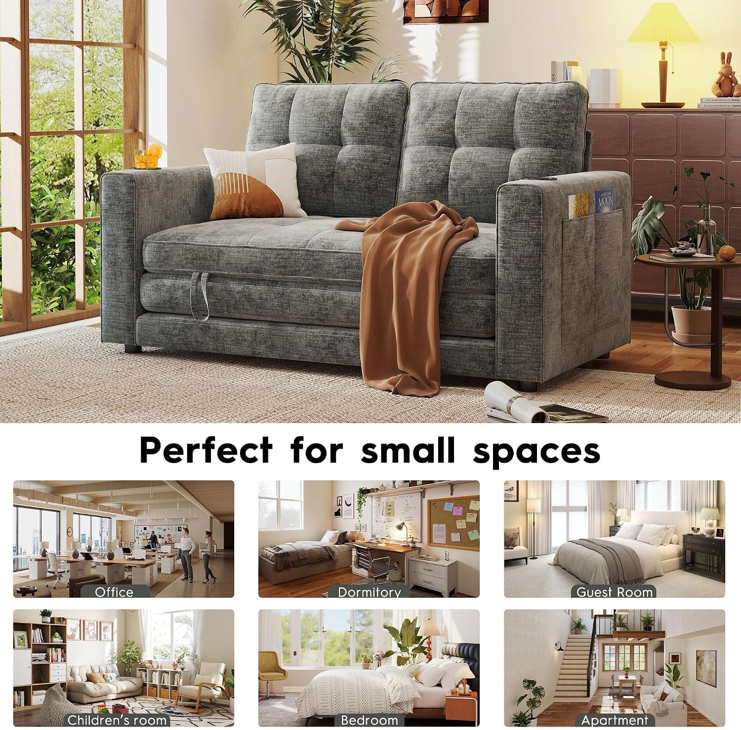 55-convertible-folding-sofa-bed-pull-out-couch-love-seat-sleeper-bed-small-fold-out-loveseat-sleeper-with-cup-holder-and-pillow-for-small-space-bedroom-lounge-dorm-living-roomgrey-chenille
