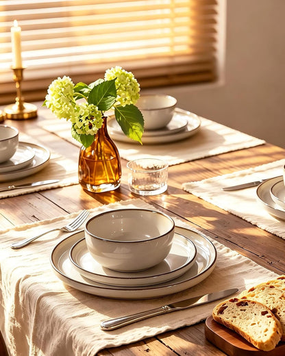 Milkyway 16-Piece Dinnerware Set with Pasta Bowls, Light Khaki3