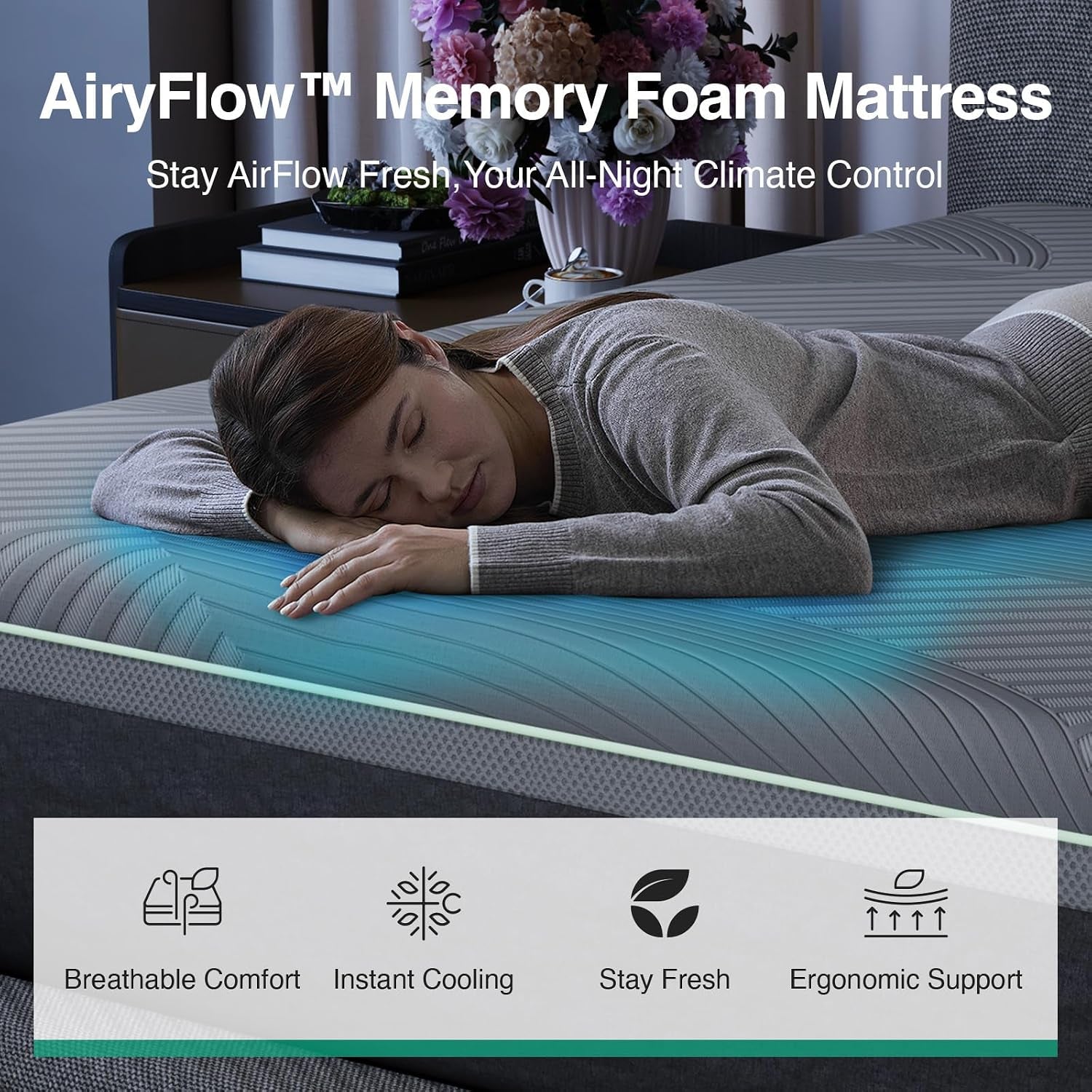 airyflow-queen-mattress-14-inch-gel-memory-foam-mattress-queen-for-cool-night-spinal-alignment-pressure-relief-motion-isolation-green-tea-infused-certipur-us-certified-medium-firm