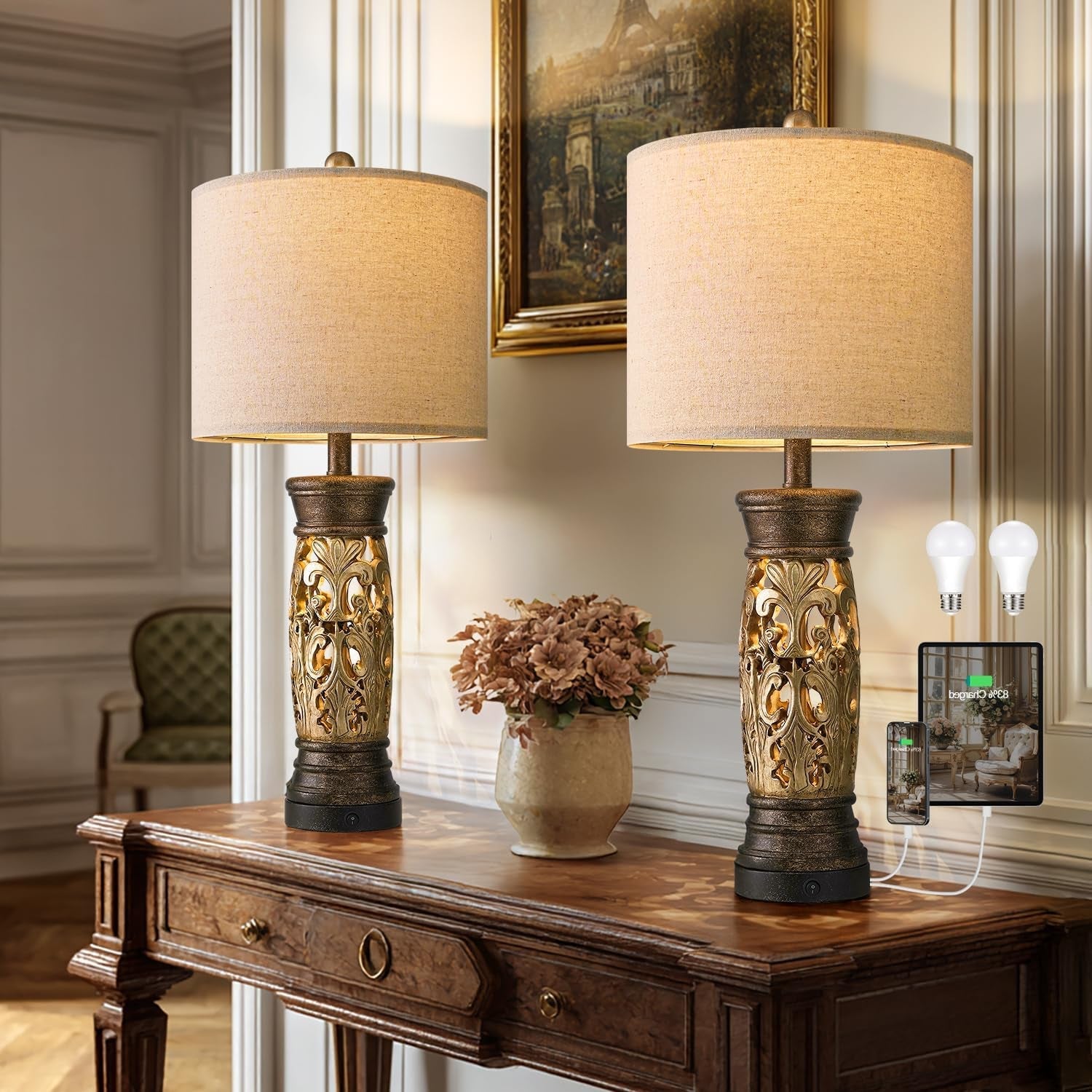 27-25-antique-gold-table-lamps-set-of-2-farmhouse-bedside-lamps-with-night-light-usb-a-c-ports-vintage-lamps-for-bedroom-living-room-entryway-nursery-reading-nookbulbs-included