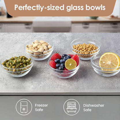 3.5In 4Oz Small Glass Bowls, Mini Glass Containers, Ramekins, Prep, Pinch Bowl, Stackable Condiment Containers, for Prep, Dips, Nuts, Snacks, Candy Meal Prep Bowls, Dessert Bowls4