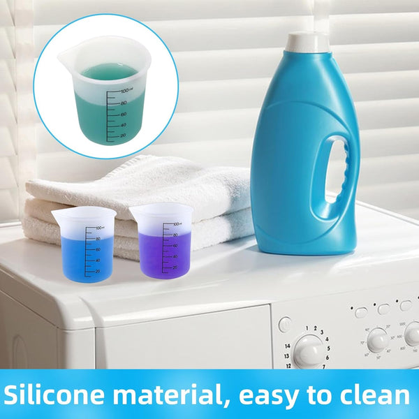 4 Pack Reusable Silicone Measuring Cups,100Ml Laundry Detergent Dispenser,Liquid Measuring Cups for Laundry Room,Bathroom,Dormitory,Diy,Art & Craft5