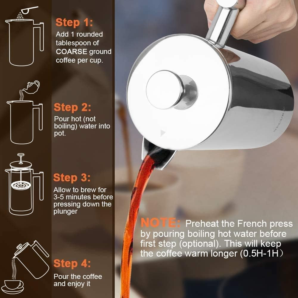 french-press-coffee-maker-304-grade-stainless-steel-insulated-coffee-press-with-2-extra-screens-34oz-1-litre-silver
