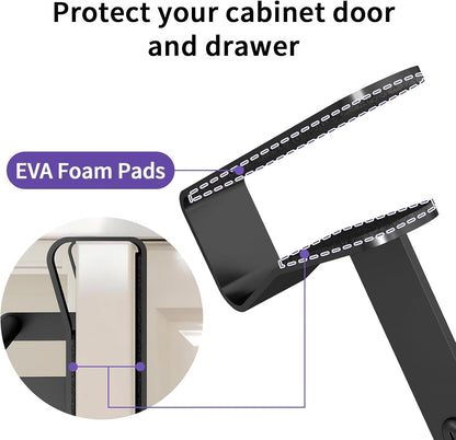 over Cabinet Towel Holder, 2 Pack Cabinet Door Towel Bar, Black4