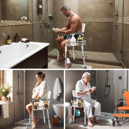 Hanging Shower Caddy, Shower Rack with Hooks for Bath Chair & Shower4
