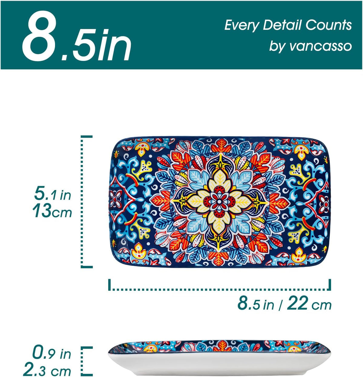 simi-6-piece-rectangular-ceramic-plates-set-8-5-x-5-1-small-dessert-sushi-plates-bohemian-appetizer-serving-plates-microwave-oven-safe-porcelain-plates