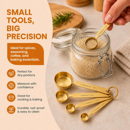 Gold Measuring Cups and Spoons Set, 8 Piece Stainless Steel Measuring Cup and Spoon Set for Baking and Cooking, Stackable Gold Kitchen Measuring Utensils for Dry and Liquid Ingredients3