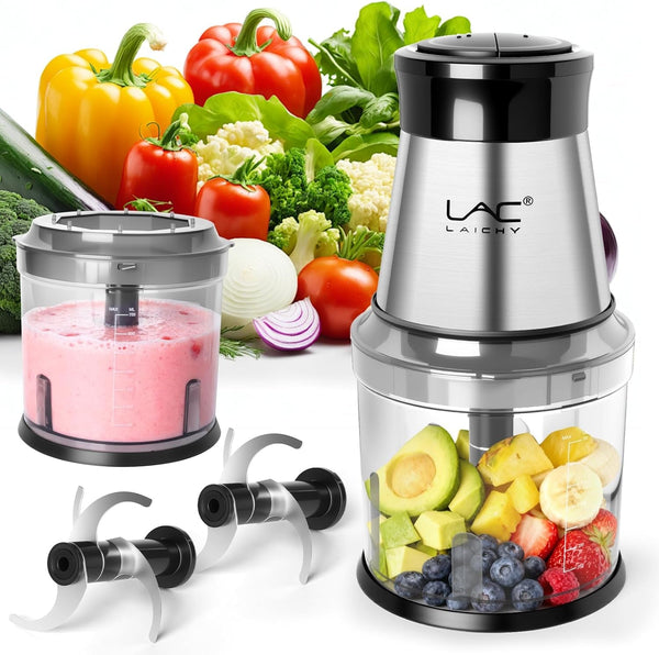 Mini Small Food Processor 4 Cup,Meat Grinder with 2 Bowls,Electric Food Chopper,Powerful Motor 2 Speed & 4 Blades for Baby Food,Meat,Onion,Vegetables1