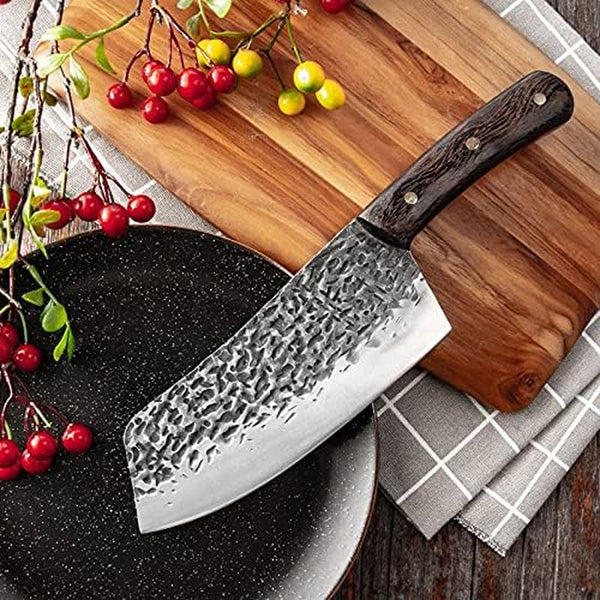 Meat Cleaver Knife, 7 Inch Forged Knife Handmade Kitchen Chinese Chef Meat Slicing Cleaver Vegetables Cutting Fish Fillet Knives Stainless Steel6