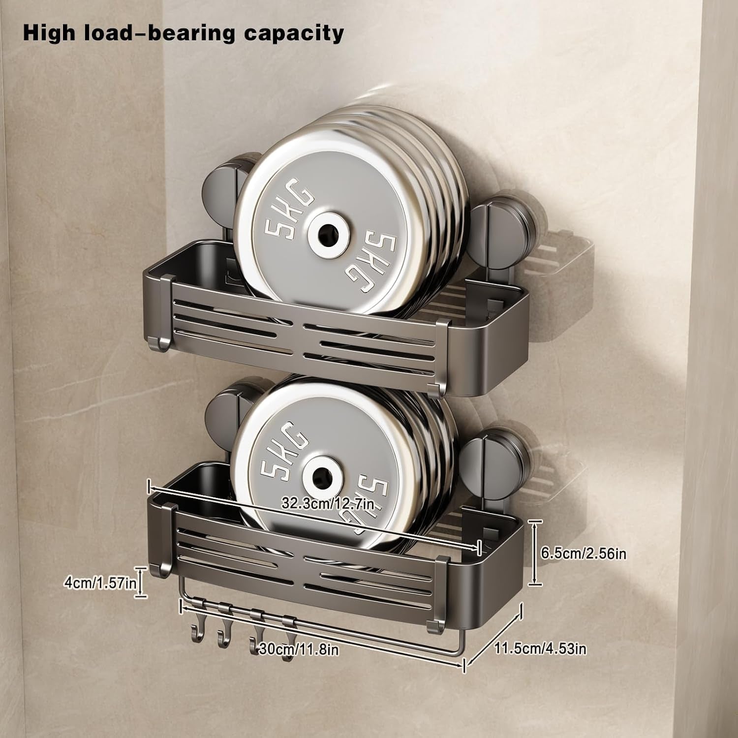 shower-caddy-suction-shower-shelf-no-drilling-shower-organizer-suction-cup-shower-storage-rack-aluminum-wall-mounted-shampoo-holder-with-towel-bar-hooks-2-pack-matte-gray