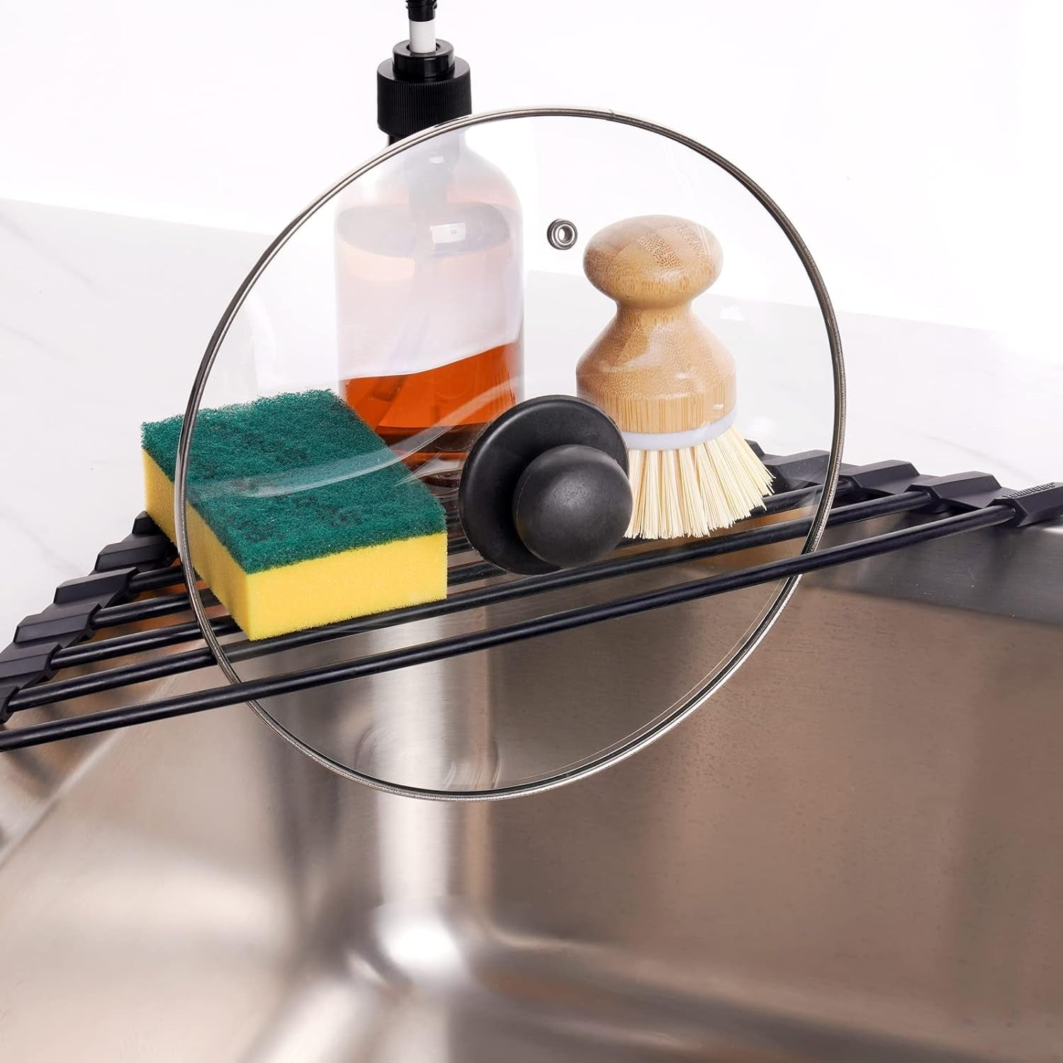 triangle-roll-up-dish-drying-rack-with-silicone-coating-black