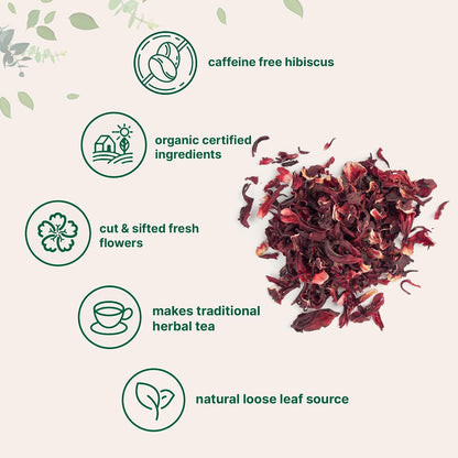 Organic Hibiscus Flowers, 2Lbs (450+Cups) | Flor De Jamaica, Loose Leaf Tea for Hibiscus Tea Bags | Cut & Sifted Dried Leaves | Caffeine Free, Non-Gmo, No Sugar4