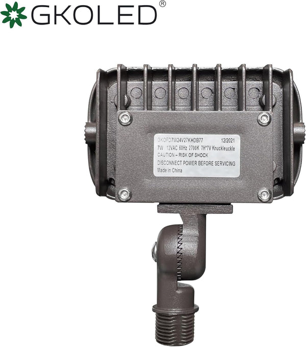 7W Outdoor LED Low Voltage Landscape Lighting Flood Light, 2700K, 550Lumen, 9-15V AC/DC, 1/2" Adjustable Knuckle Mount4