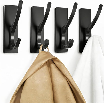 Matt Black Self-Adhesive Hook, 13LB Hanger for Coat/Towel, 4-Pack1