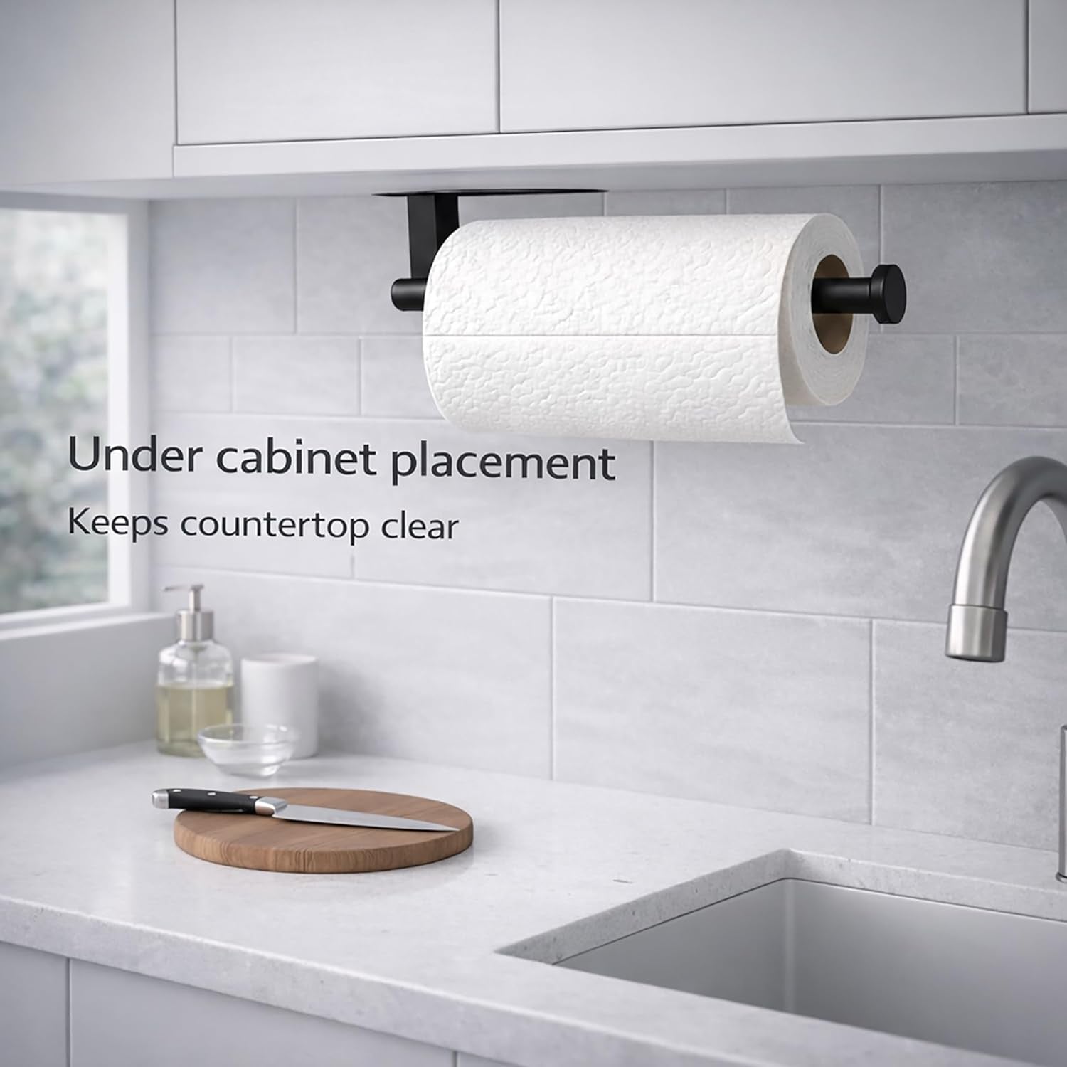paper-towel-holder-self-adhesive-or-screw-mounting-black-wall-mount-sus304-stainless-steel-paper-towel-holder-under-cabinet-for-kitchen-counter-cabinet-bathroom