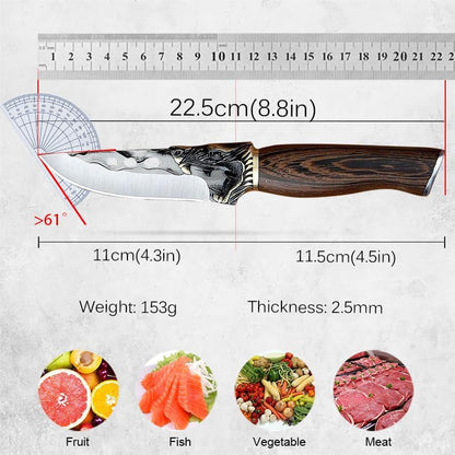 Meat Cleaver, 4.3 INCH Forged Knives 5Cr15Mov Stainless Steel Butcher Boning Kitchen Chef Knife Fishing Fruit Portable Knife with Cover2