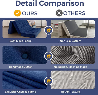 6" Folding Sofa Bed for Floor, Tufted Tri-Fold Floor Mattress7