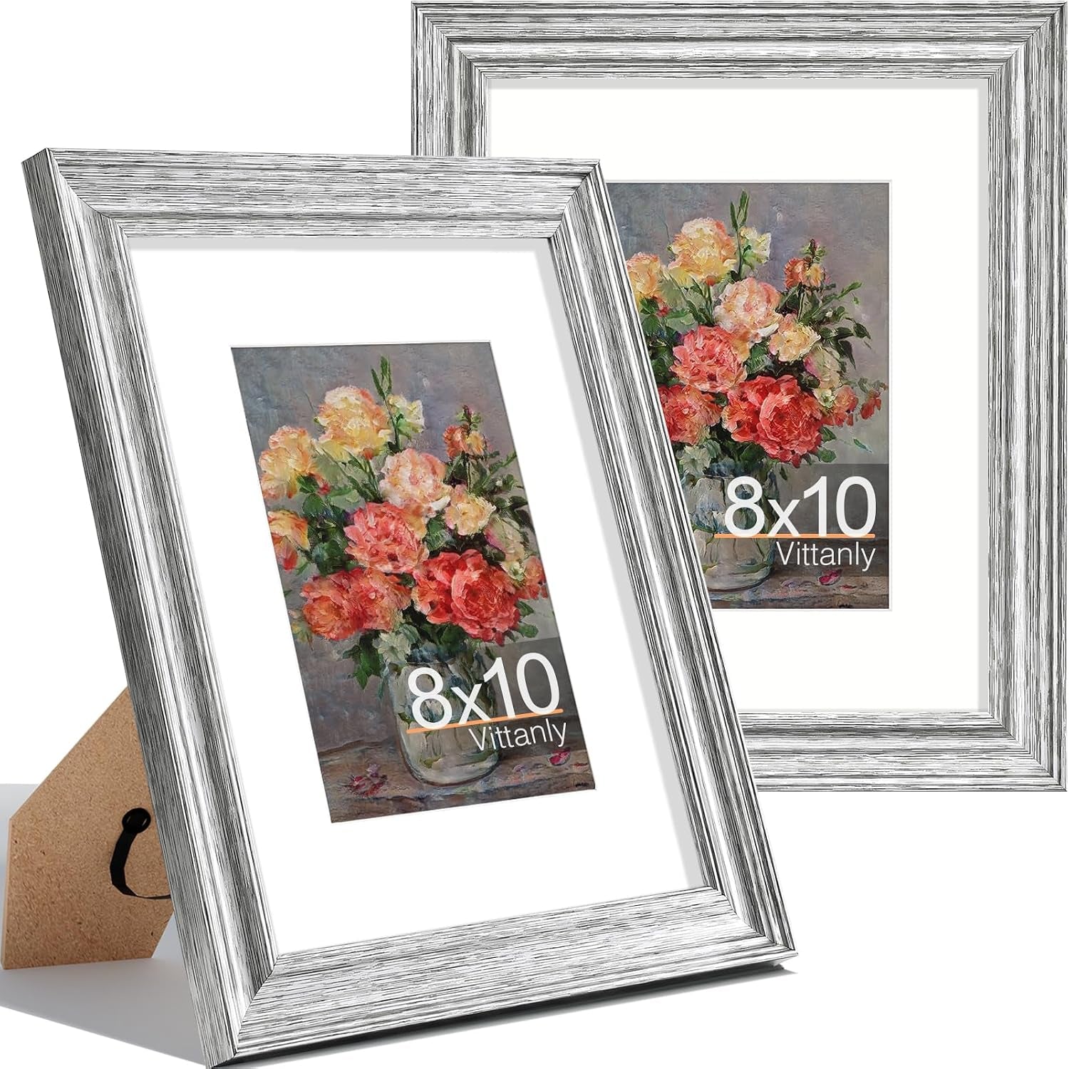 8x10-picture-frames-set-of-2-vintage-photo-frames-rustic-silver