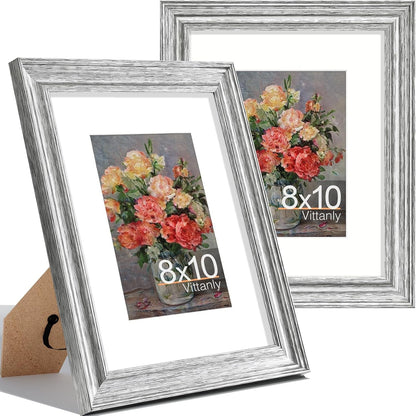 8X10 Picture Frames Set of 2, Vintage Photo Frames, Rustic Silver1
