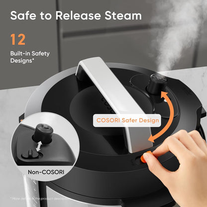 Pressure Cooker 6QT, 9-In-1, Ceramic Coating Pot, 12 Safety Features | Rice Cooker, Slow Cook, Sous Vide, Saute, Stainless Steel, 1100W, Silver4