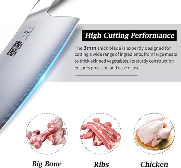 7'' Butcher Knife, Japanese Kitchen Heavy Duty Meat Cleaver Knife4