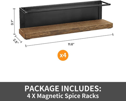 4 Pack Strong Magnetic Spice Rack Organizer for Refrigerator and Microwave Oven, Metal Fridge Shelf, Space Saver for Kitchen Organization and Storage, Black2