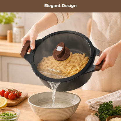 Nonstick Stock Pot, 6.5 Qt Soup Stock Pot with Strainer Lid, Induction Cooking Pot with Visible Lid for Pasta,Spaghetti, Ceramic Casserole Makes for Effortless Cleanup3