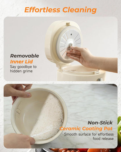 Rice Cooker Small, 3-Cup Uncooked (6-Cup Cooked), Compact Mini Rice Cooker Small Kitchen with Ceramic Coated Inner Pot, Rice Maker with 6 Menu Options, 12H Delay Timer, Low Temperature Cooking8