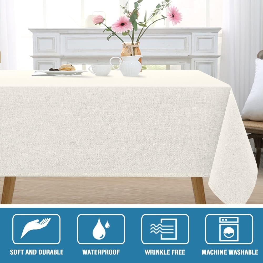 linen-textured-tablecloth-60-x-120-waterproof-decorative-table-cloth-spill-proof-linen-look-cover-for-party-table-extra-soft-and-thick-fabric-wrinkle-free-heather-ivory