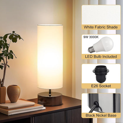 Touch Table Lamp, 3-Way Dimmable Bedside Lamp with Cylinder Fabric Shade7